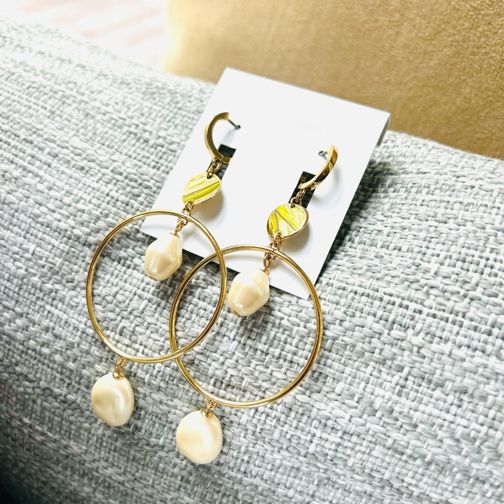 NWT Kate Spade chandelier pearl gold earrings
